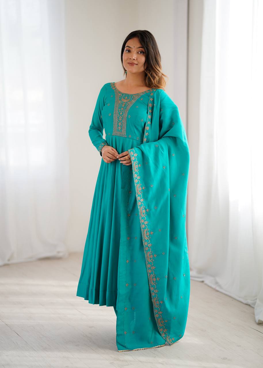 Rama Chanderi Silk Kurta Set