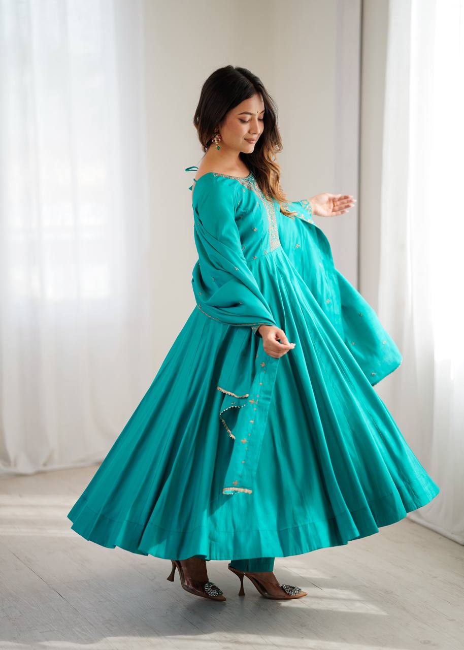 Rama Chanderi Silk Kurta Set