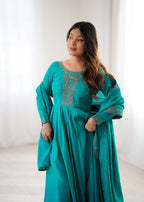Rama Chanderi Silk Kurta Set