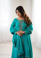 Rama Chanderi Silk Kurta Set