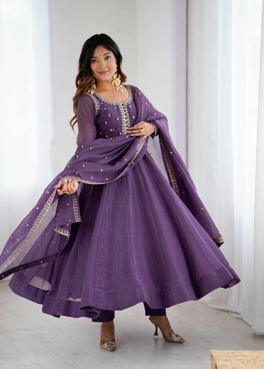 Purple Classy Crunchy Silk Kurta Set