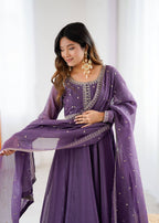 Purple Classy Crunchy Silk Kurta Set