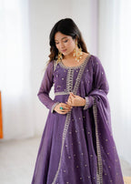 Purple Classy Crunchy Silk Kurta Set