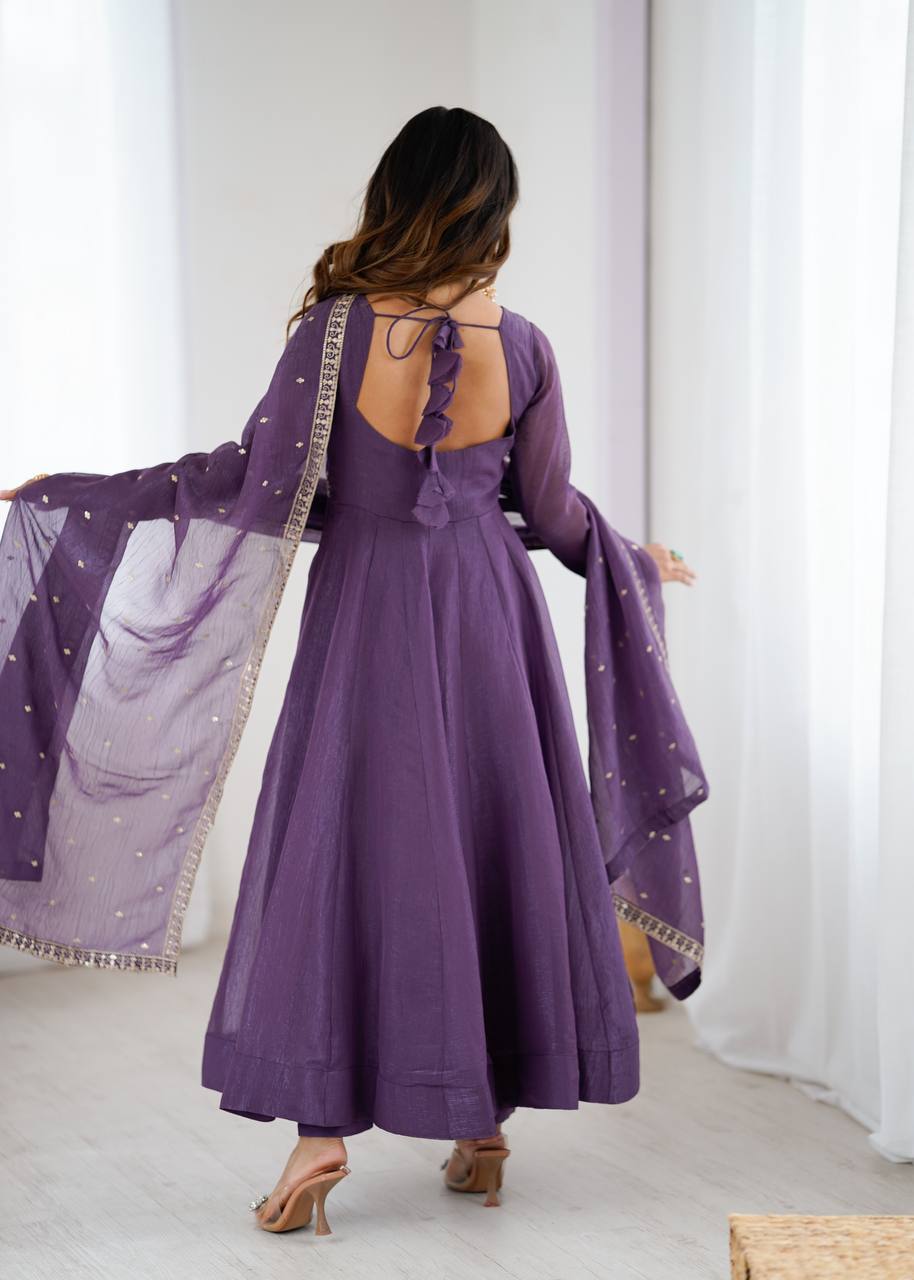 Purple Classy Crunchy Silk Kurta Set
