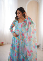 Sky Organza Kurta Set