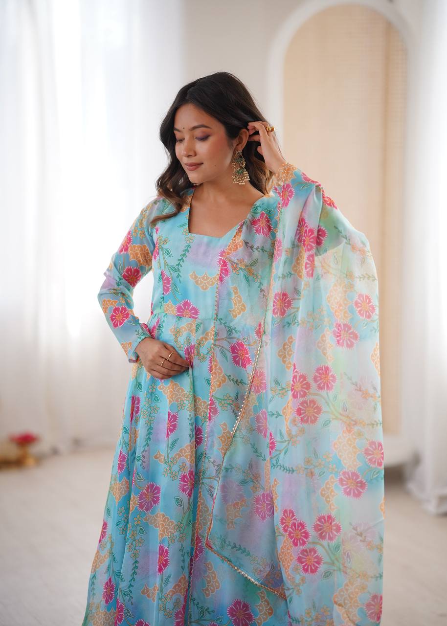 Sky Organza Kurta Set