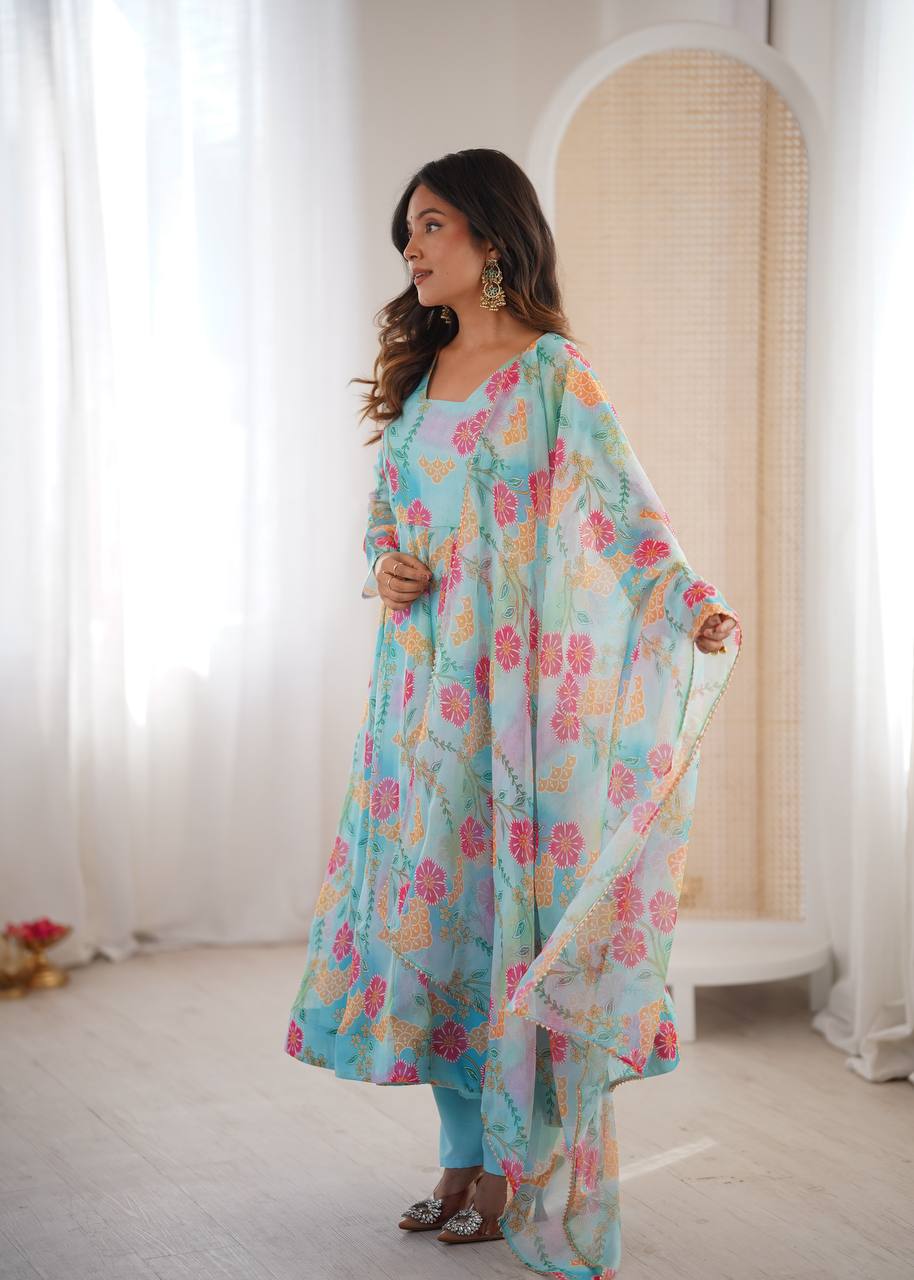 Sky Organza Kurta Set