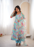 Sky Organza Kurta Set