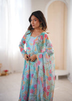 Sky Organza Kurta Set