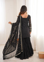 Black Georgette With Embroidery Sequence Sharara Set