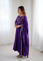 Purple Chanderi Silk Kurta Set