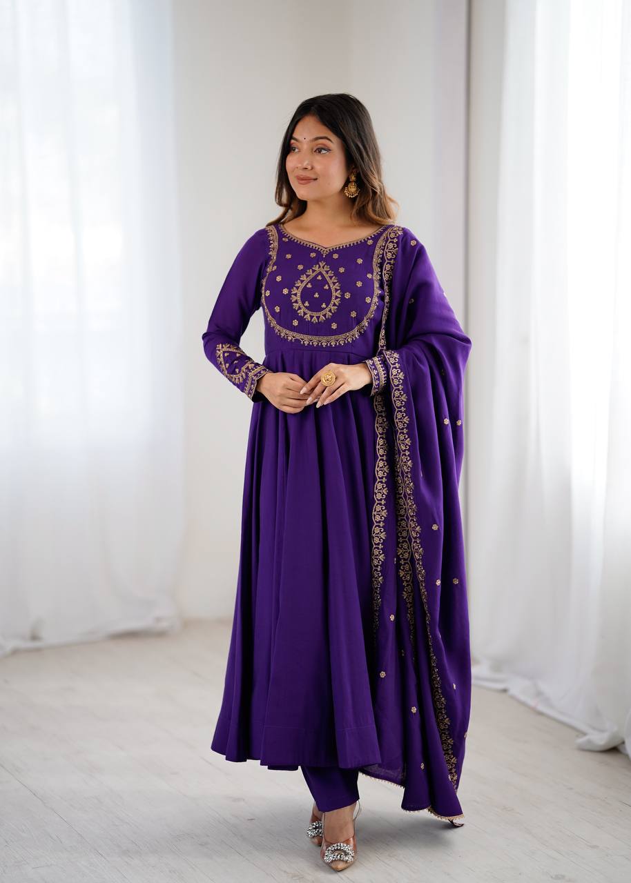 Purple Chanderi Silk Kurta Set