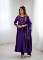 Purple Chanderi Silk Kurta Set