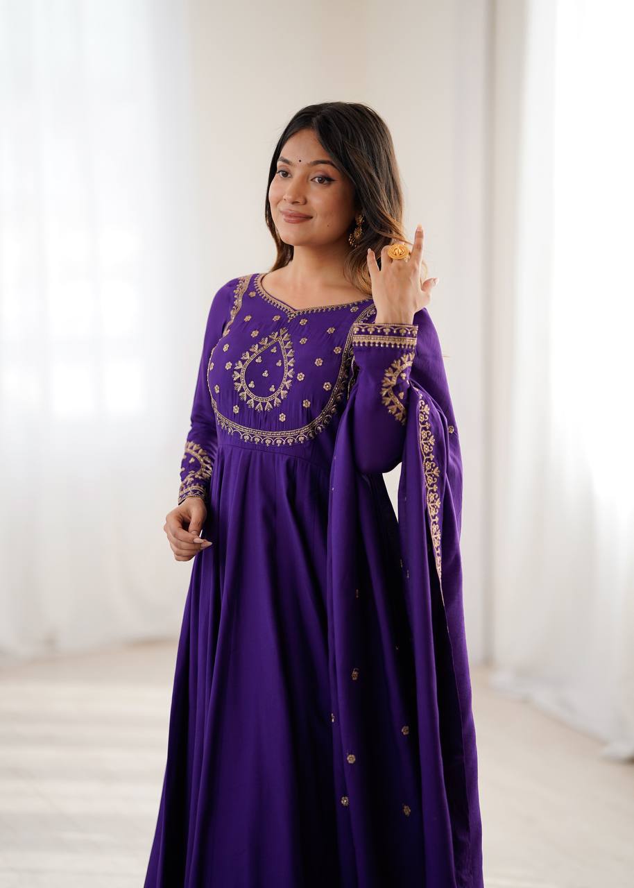 Purple Chanderi Silk Kurta Set