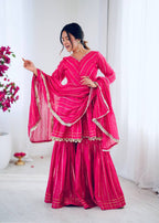 Pink Mal Chanderi Sharara Set