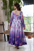 Purple Organza Flower Kurta Set