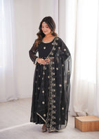 Black Sequence Embroidered Work Kurta Set