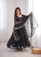 Black Sequence Embroidered Work Kurta Set