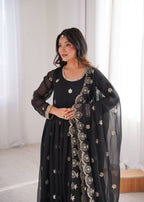 Black Sequence Embroidered Work Kurta Set