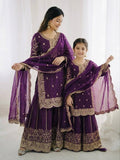 Violent Mother-Daughter Fandy Silk Embroidery Sharara Set