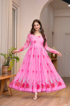 Radha Soft Lightweight Organza Floral Print Kurta Set