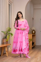 Radha Soft Lightweight Organza Floral Print Kurta Set