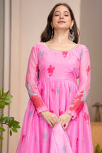 Radha Soft Lightweight Organza Floral Print Kurta Set