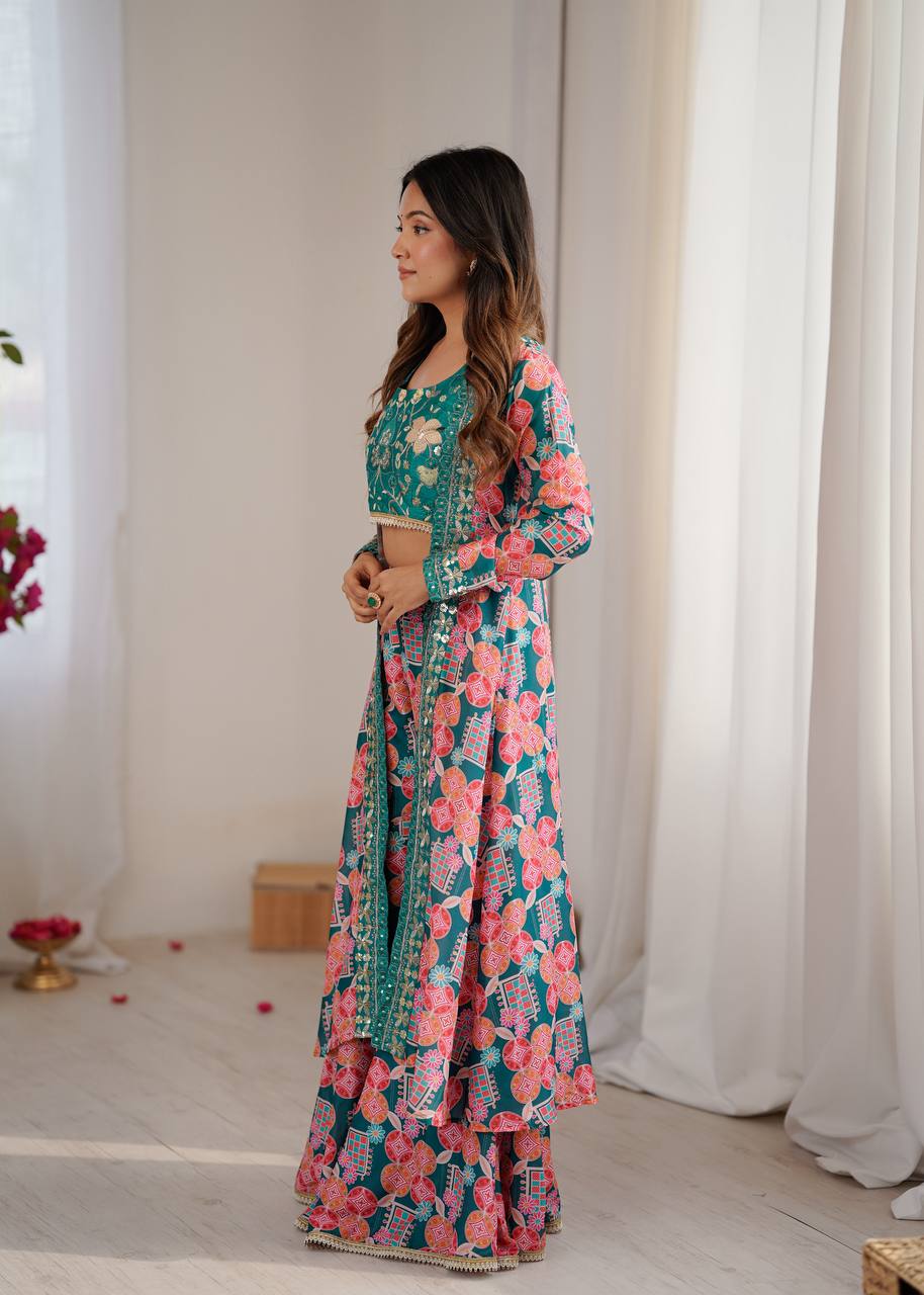 Koti Style Muslin Sharara Set