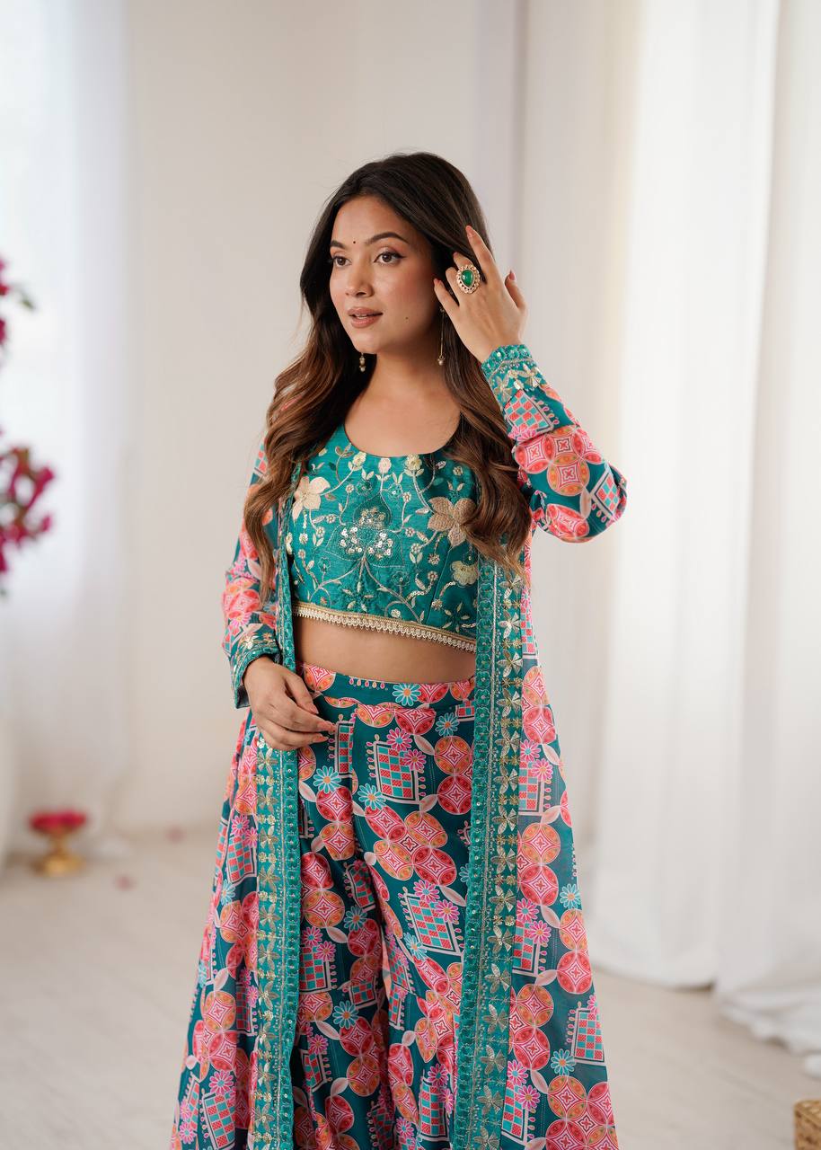 Koti Style Muslin Sharara Set