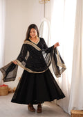 Black Georgette Anarkali Suit with Heavy Embroidered Dupatta