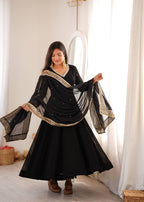 Black Georgette Anarkali Suit with Heavy Embroidered Dupatta