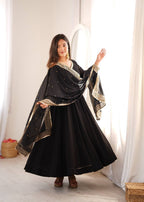 Black Georgette Anarkali Suit with Heavy Embroidered Dupatta