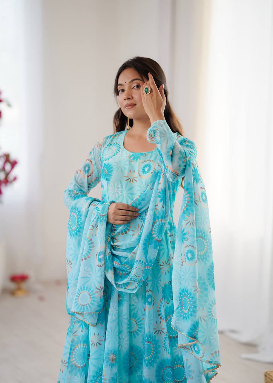 Blue Georgette Kurta Set