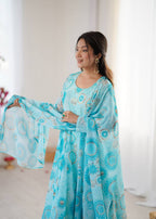 Blue Georgette Kurta Set