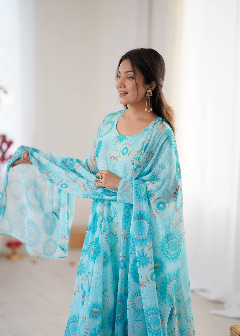 Blue Georgette Kurta Set