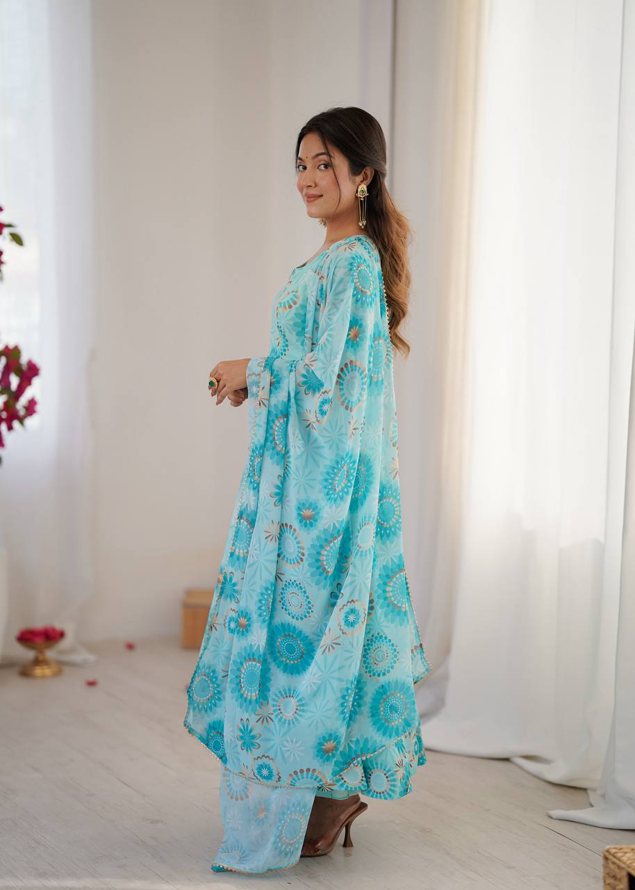 Blue Georgette Kurta Set