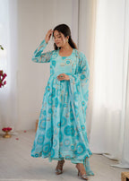 Blue Georgette Kurta Set