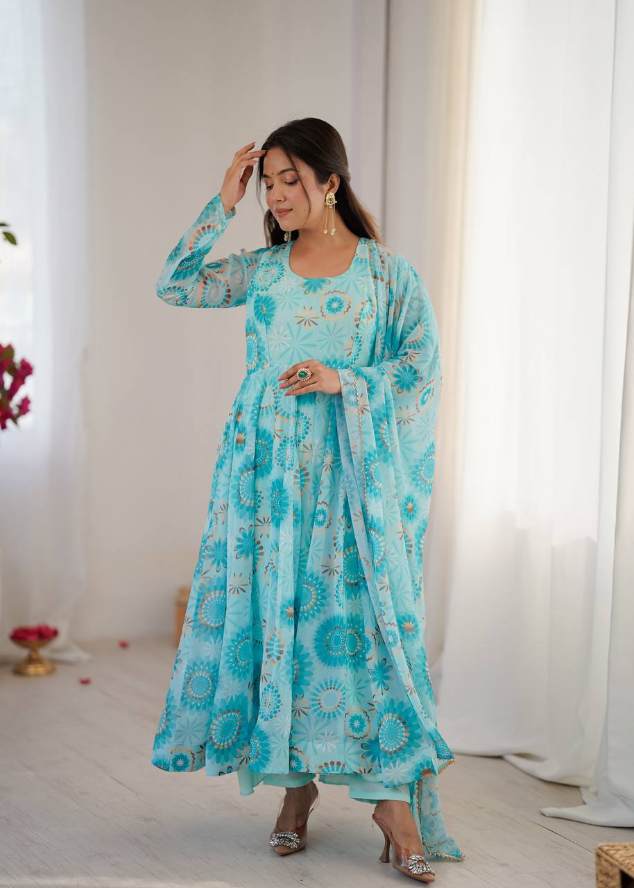 Blue Georgette Kurta Set