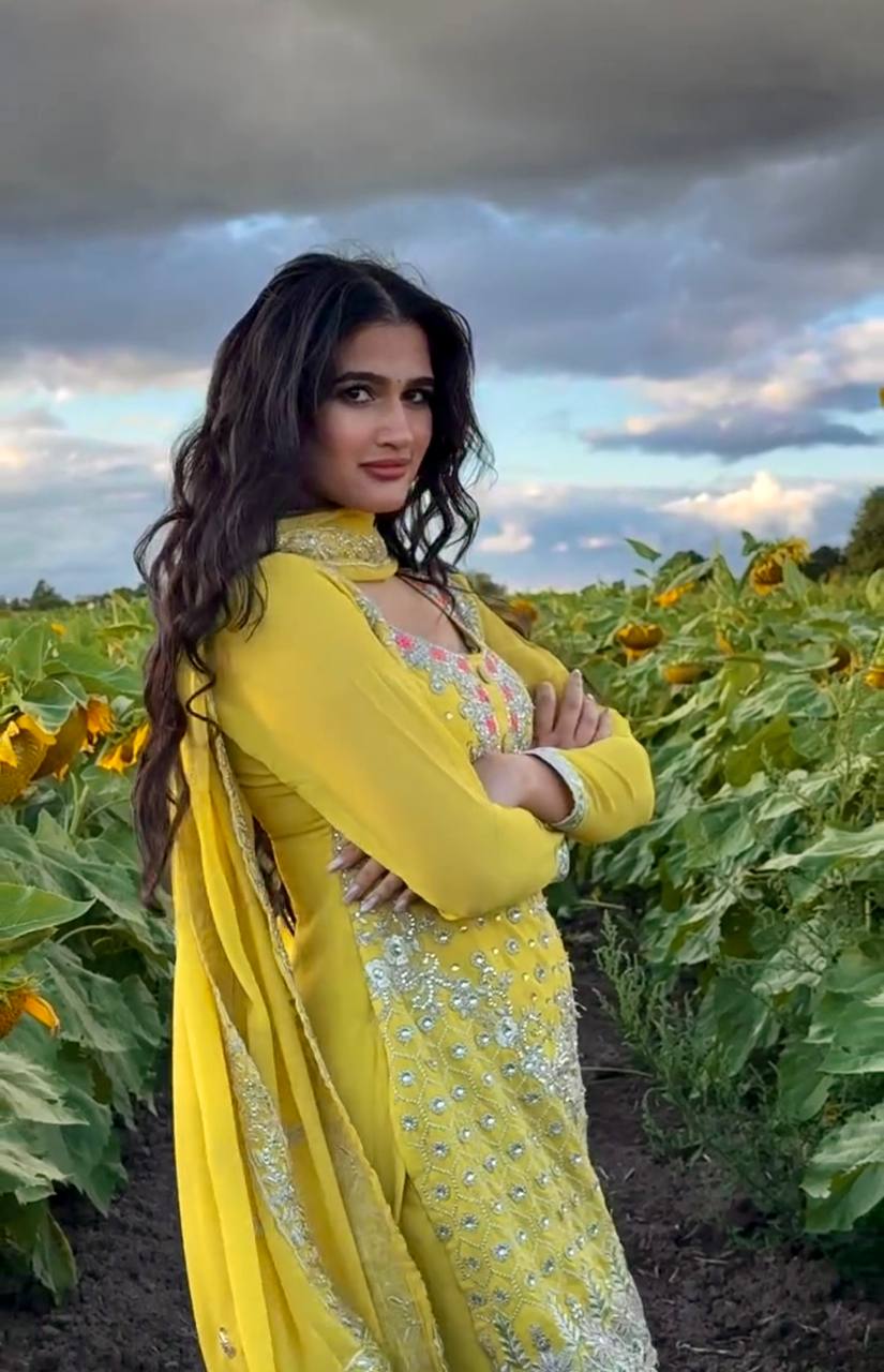 Yellow Fox Georgette Sharara Set