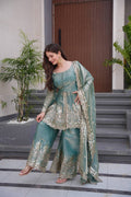 Chandra  Fendy Satin Silk Embroidery Sharara Suit