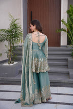 Chandra  Fendy Satin Silk Embroidery Sharara Suit