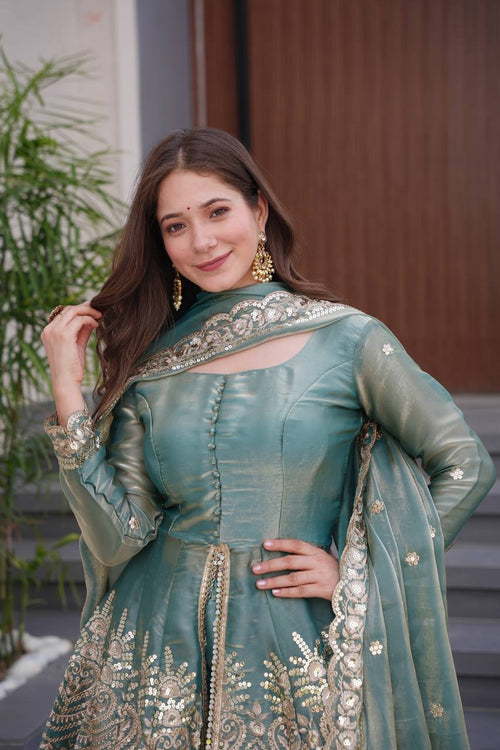 Chandra  Fendy Satin Silk Embroidery Sharara Suit