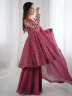 Peach Crunchy Silk Sharara Set