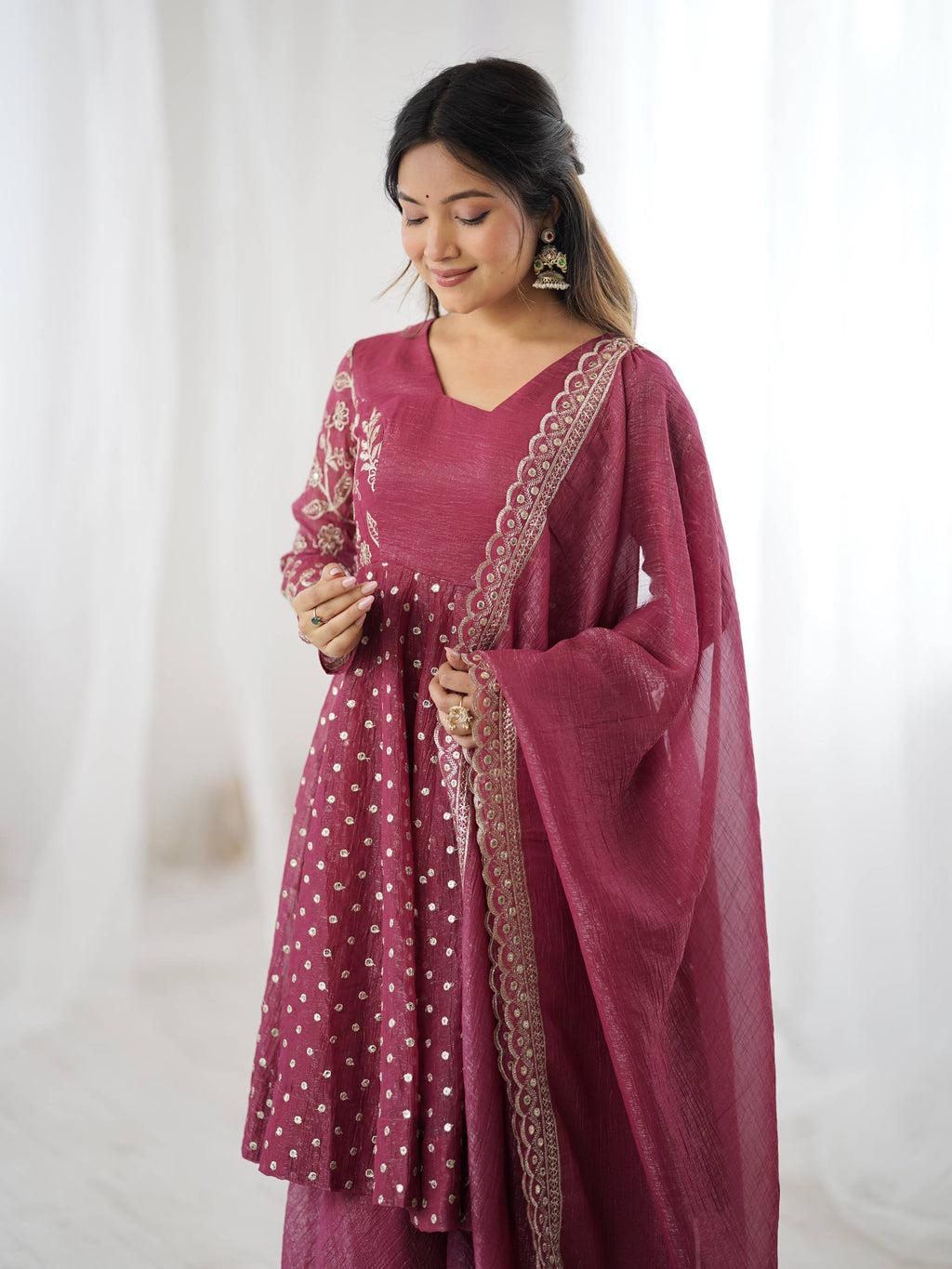 Peach Crunchy Silk Sharara Set