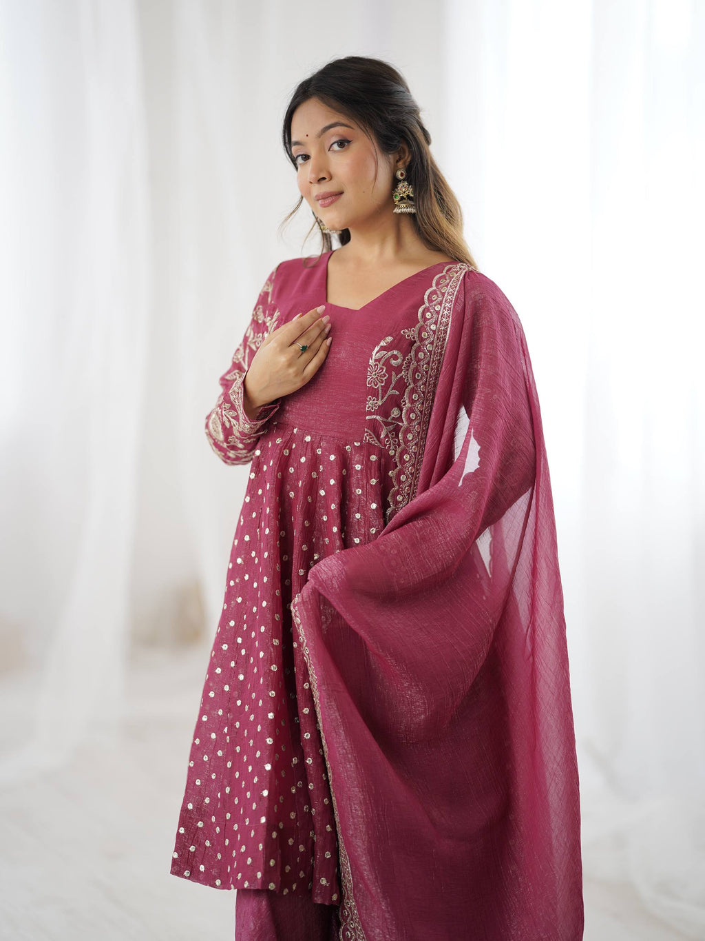 Peach Crunchy Silk Sharara Set