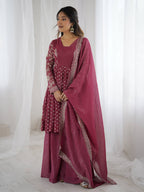 Peach Crunchy Silk Sharara Set