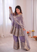 Chandra Fendy Satin Silk Embroidery Sharara Suit (Lavender)
