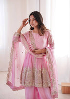 Chandra Fendy Satin Silk Embroidery Sharara Suit (Light Pink)