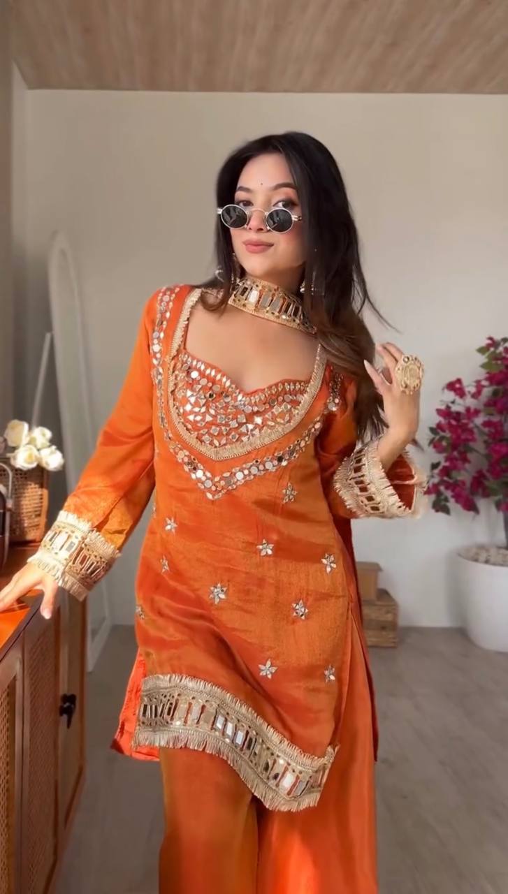 Fanta Real Mirror Work Sharara Set
