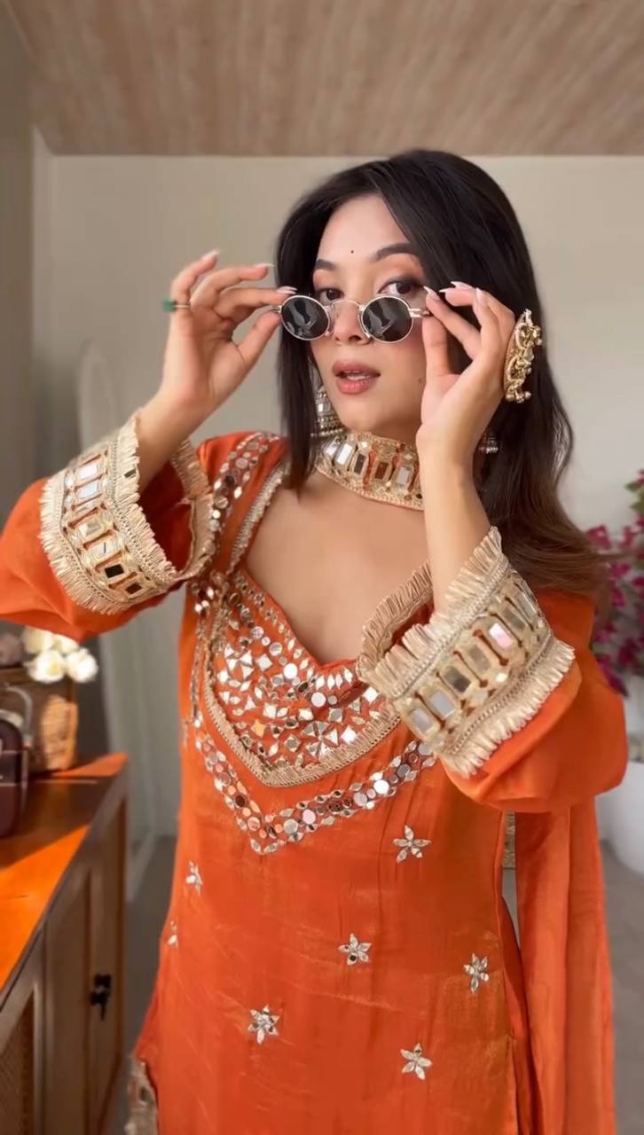 Fanta Real Mirror Work Sharara Set